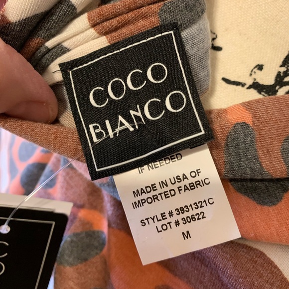 Coco Bianco Orange Brown Camo Fall Tones Cowl Neck Tunic 3/4 Sleeve NWT Size M - Picture 12 of 16